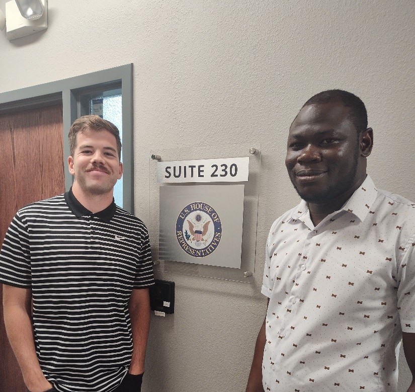 Emmanuel Yaw Owusu Fordjour, Ph.D., E.I.T., meeting with a staff member from the office of U.S. Representative Celeste Maloy (UT).