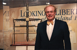 THE AUTHOR WITH MASON AND DIXON’S TRANSIT AND EQUAL ALTITUDE INSTRUMENT.