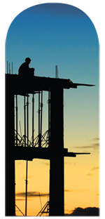 Construction site at sunset