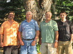 STEVEN BRANDAU, P.E. (SECOND FROM RIGHT) GATHERED WITH (FROM LEFT) HIS BROTHER KEITH BRANDAU, P.E.; FATHER RON BRANDAU, P.E.; AND SON JARED BRANDAU, E.I.T., TO CELEBRATE RON’S 80TH BIRTHDAY IN JULY.