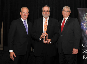 NSPE EXECUTIVE DIRECTOR MARK GOLDEN STANDS WITH AWARD WINNER L. ROBERT SMITH, P.E., F.NSPE,