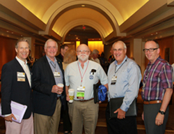 Taking a break: From the Kansas Society of Professional Engineers, Executive Director Ron Gaches; Past President Tom Roberts, P.E., F.NSPE; President Steve Cottrell, P.E.; House of Delegates Representative Glen Knak, P.E.; and Willis Turner, executive director of the Washington Society of Professional Engineers.