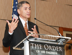 Victor Mendez, acting deputy secretary of transportation, gave the keynote speech at the Order of the Engineer luncheon.