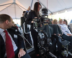  ROBOT PRESENTS SCISSORS FOR THE SEPTEMBER 2014 DEDICATION OF WANG HALL, CONSTRUCTED FOR PURDUE UNIVERSITY’S SCHOOL OF ELECTRICAL AND COMPUTER ENGINEERING.