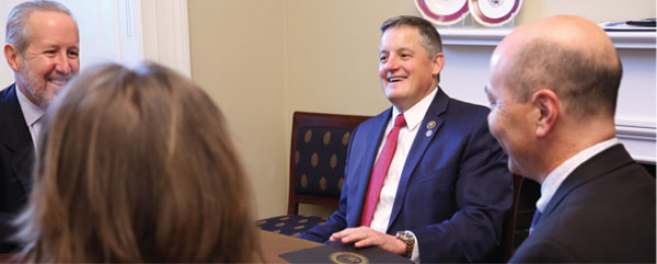 NSPE EXECUTIVE DIRECTOR MARK GOLDEN (TOP LEFT) AND OTHER NSPE LEADERS MET WITH REP. BRUCE WESTERMAN, P.E. (R-AR) IN THE US CAPITOL.