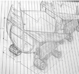 STUDENTS DREW THEIR INTERPRETATIONS OF THE MARS ROVER IN THE MARTIAN AFTER READING THE CHAPTER DESCRIBING IT.