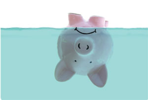 Piggy Bank upside down in water