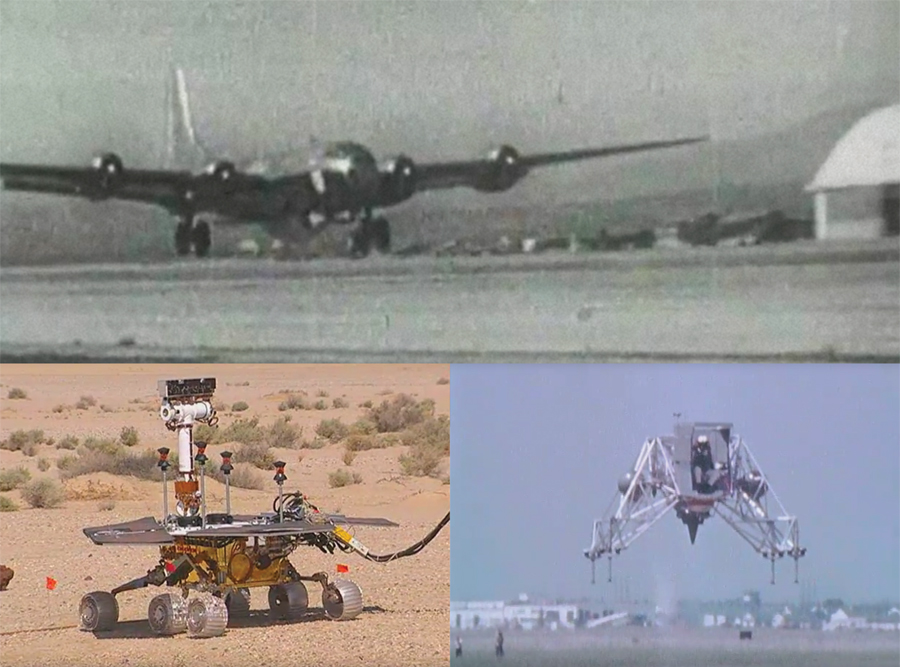 CREDIT: NASA ARMSTRONG FLIGHT RESEARCH CENTER;1947 X1;MARS ROVER TEST;LUNAR LANDING RESEARCH VEHICLE TEST WITH NEIL ARMSTRONG
