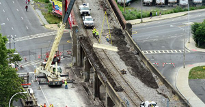syracuse.com ‏Verified account @syracusedotcom Jul 17  Inspection found cracked, flaking sidewalls at site of Syracuse rail bridge collapse