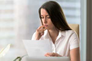 woman reading a document