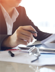Woman reviewing documents