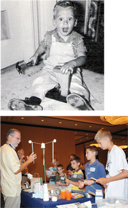 TOP: JOHN HALL’S EARLIEST ENGINEERING ACTIVITY. BOTTOM: HALL FACILITATES A K-12 ENGINEERING ACTIVITY AT THE NSPE ANNUAL MEETING IN ORLANDO IN 2010.