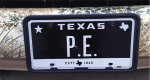 PE Texas License Plate