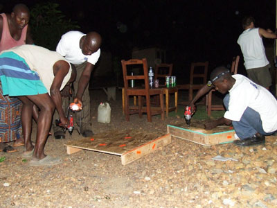 The Hangah Town community helped with construction day and night.