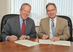 NSPE Executive Director Mark Golden (left) and American Society of Plumbing Engineers Executive Director and CEO Jim Kendzel