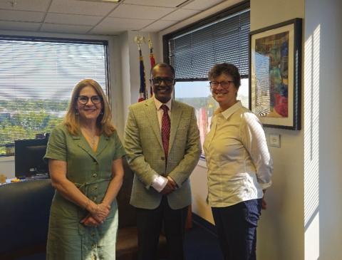 Sintayehu Demissie Ajebew, P.E., meeting with District Chief Kathleen Connor and Senior Advisor Nina Weisbroth from the office of U.S. Representative Jamie Raskin (MD)