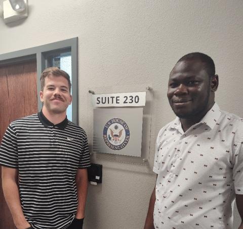 Emmanuel Yaw Owusu Fordjour, Ph.D., E.I.T., meeting with a staff member from the office of U.S. Representative Celeste Maloy (UT).